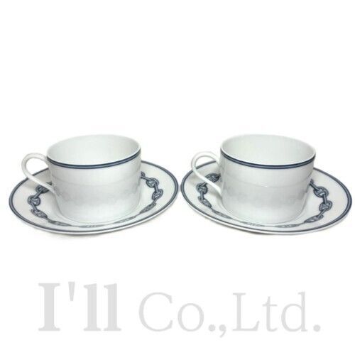 HERMES エルメス シェーヌダンクル ティーカップ＆ソーサー 2客セット