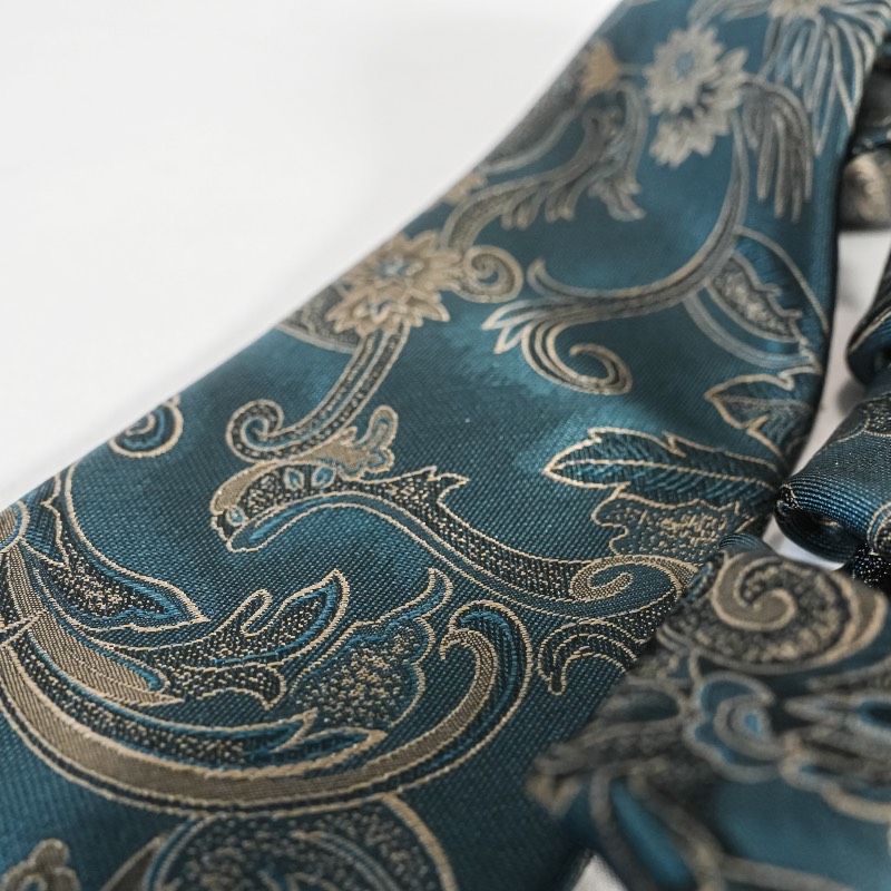 KENZO ケンゾー ネクタイ シルク100% ペイズリー柄 総柄 グリーン系