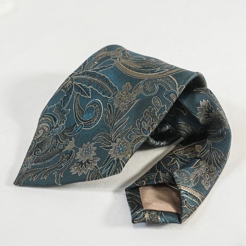 KENZO ケンゾー ネクタイ シルク100% ペイズリー柄 総柄 グリーン系