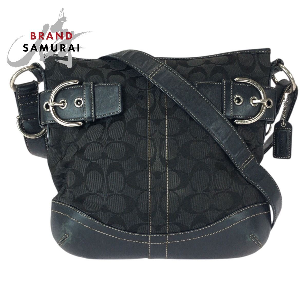 COACH コーチ シグネチャー ブラック 黒 シルバー金具 キャンバス