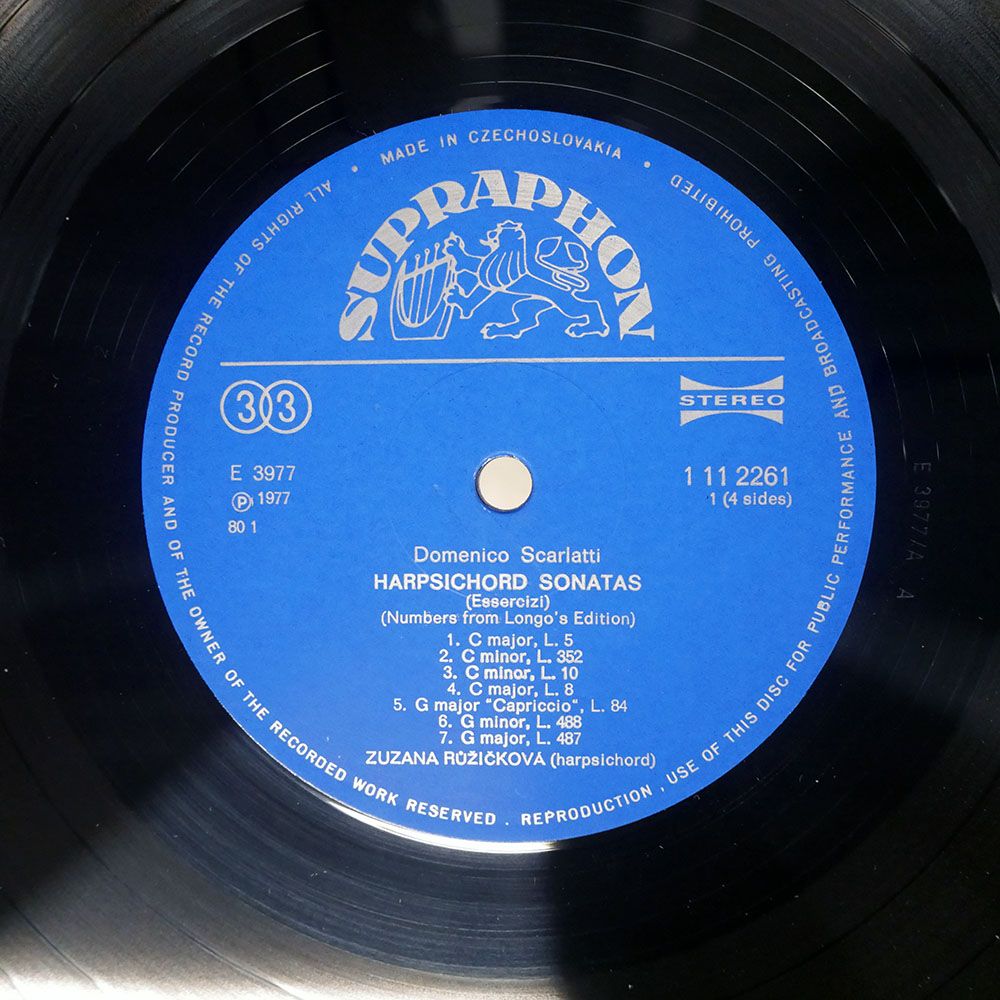 チェコスロバキア盤 DOMENICO SCARLATTI/HARPSICHORD SONATAS