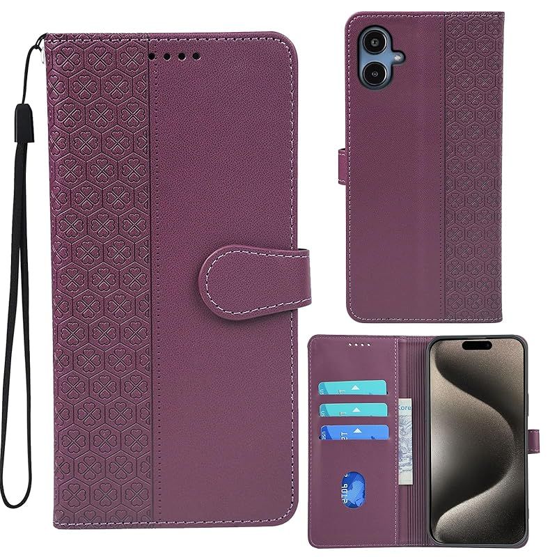 新品】 WenziLior Galaxy A25 5G 用 ケース 手帳型 四葉のクローバー