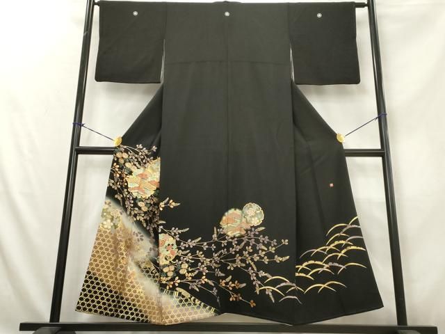 平和屋着物□豪華黒留袖 作家物 駒刺繍 雪輪花文 金彩 正絹 逸品