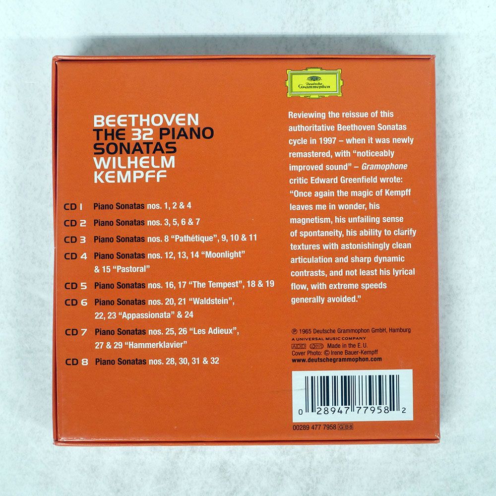 ヨーロッパ盤 ヴィルヘルムケンプ/BEETHOVEN: 32 PIANO SONATAS/DG