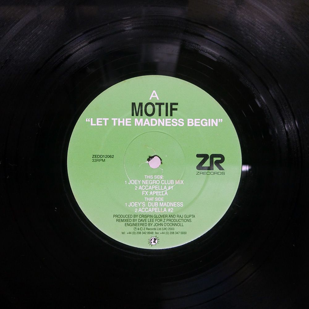 英 UK盤 .MOTIF/LET THE MADNESS BEGIN !/Z ZEDD12062 12 - メルカリ