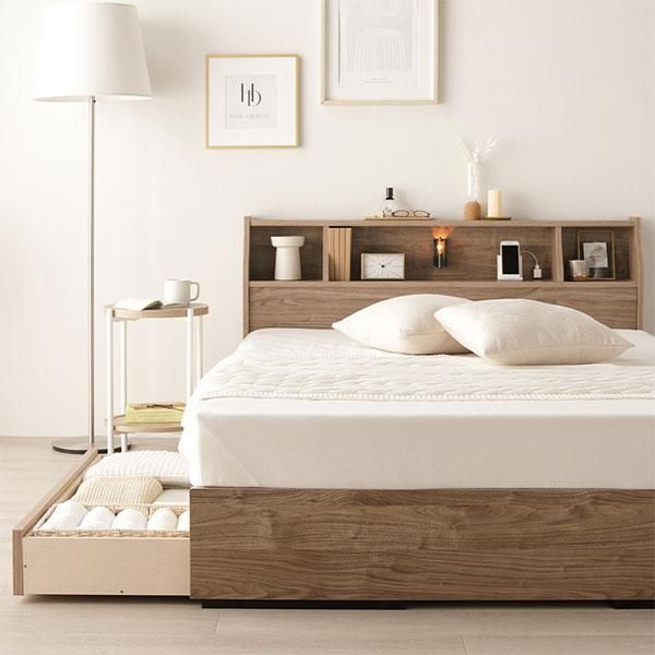 ベッド シングル 海外製ポケットコイルマットレス付き 両面仕様