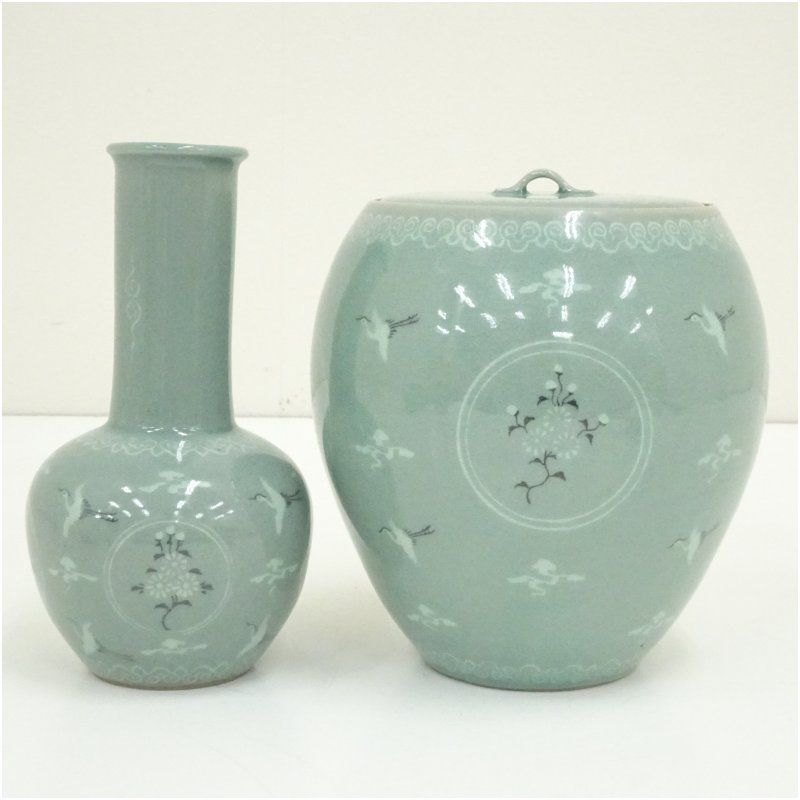 奇泉窯 朴世琦造 高麗青磁皆具（共箱） 茶道 茶道具 おしゃれ セット