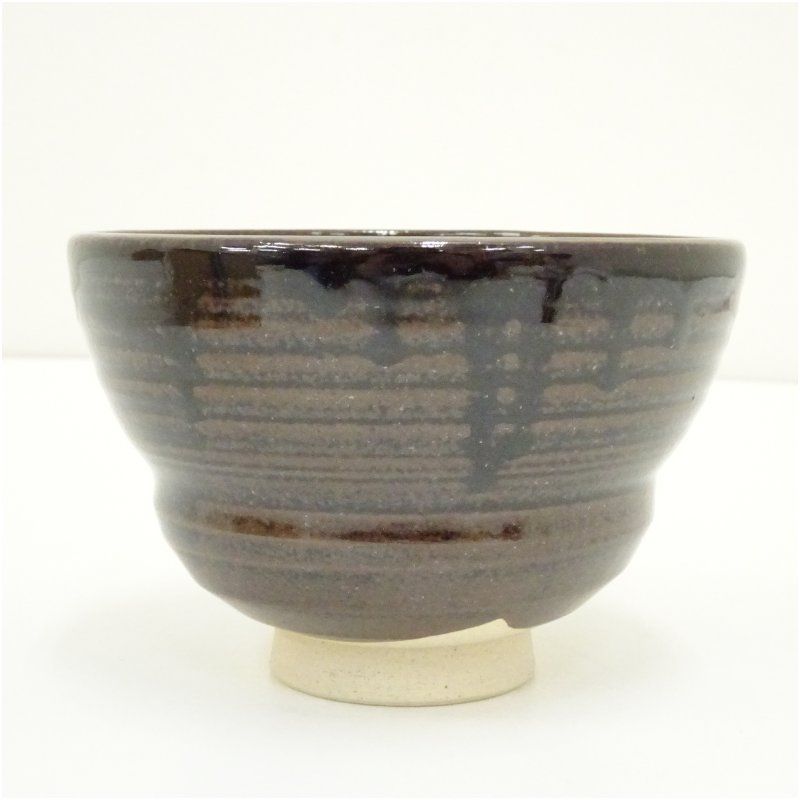 膳所焼 岩崎新定造 胴締茶碗（共箱） 茶道 抹茶 おしゃれ 抹茶茶碗