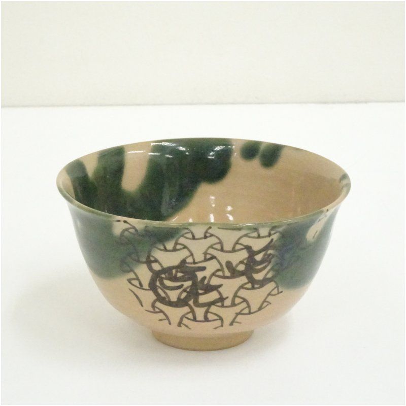 京焼 紫翠窯 三代 西村徳泉造 銹絵玉ノ絵茶碗（共箱） 茶道 抹茶