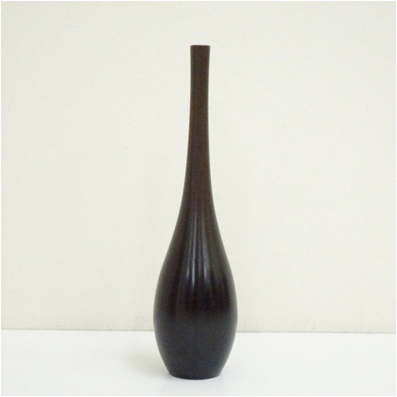 【中古品】茶道具　黒瀬宗康造　砂張銅曽呂利花入（共箱） 唐銅風炉師 黒瀬宗康造 唐銅曽呂利花入（共箱） 花入れ 茶道 茶道具