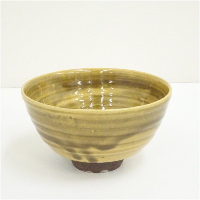 丹波焼 末晴窯 西端末晴造 黄釉茶碗（共箱） 茶道 抹茶 おしゃれ 抹茶