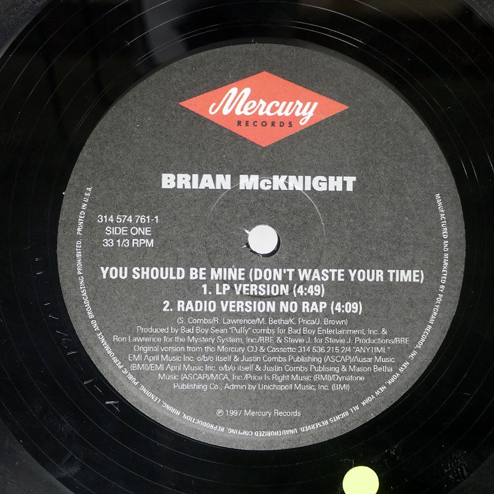 米 US盤 BRIAN MCKNIGHT/YOU SHOULD BE MINE (DON'T WASTE YOUR TIME