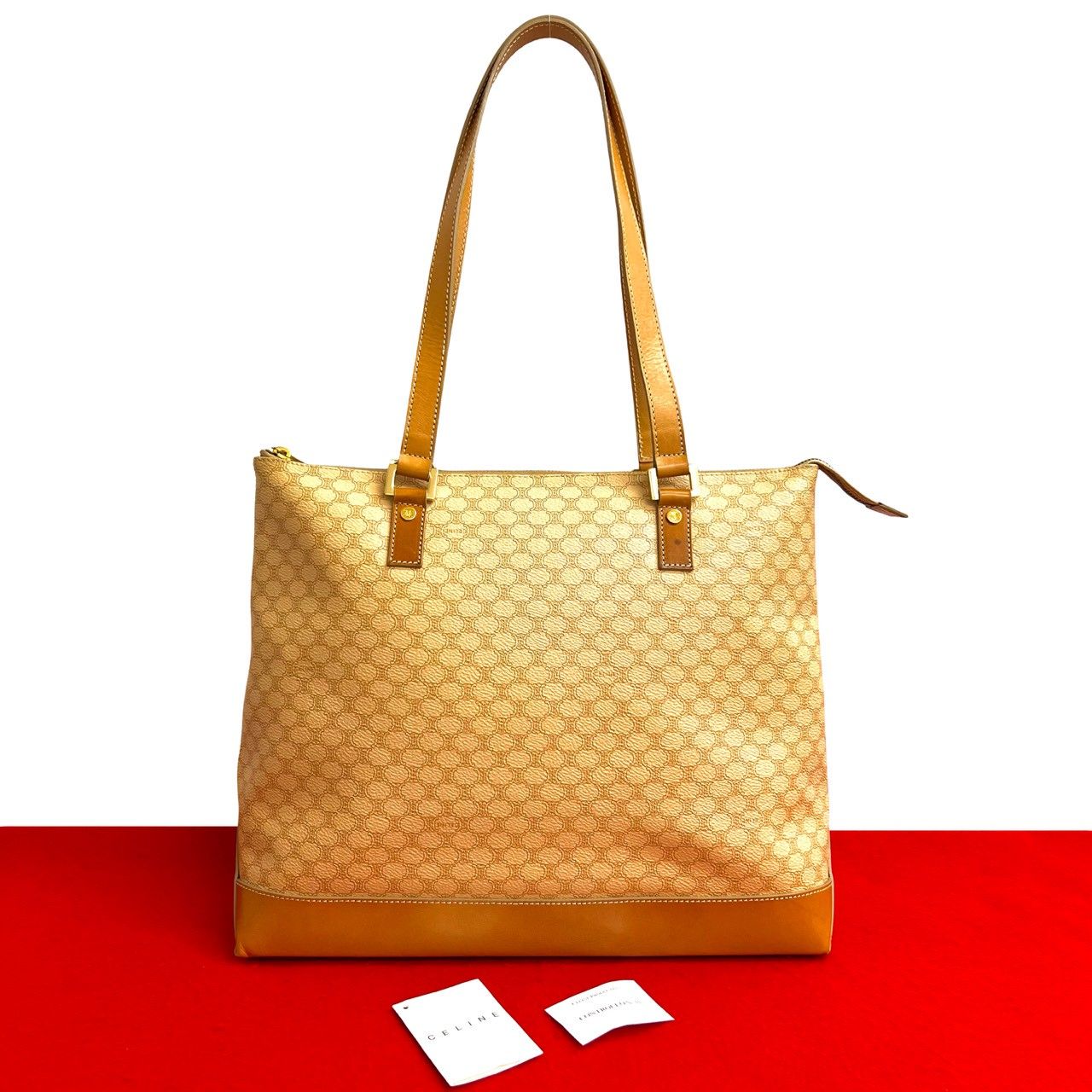 極 美品 CELINE セリーヌ ヴィンテージ マカダム ブラゾン 柄 レザー 