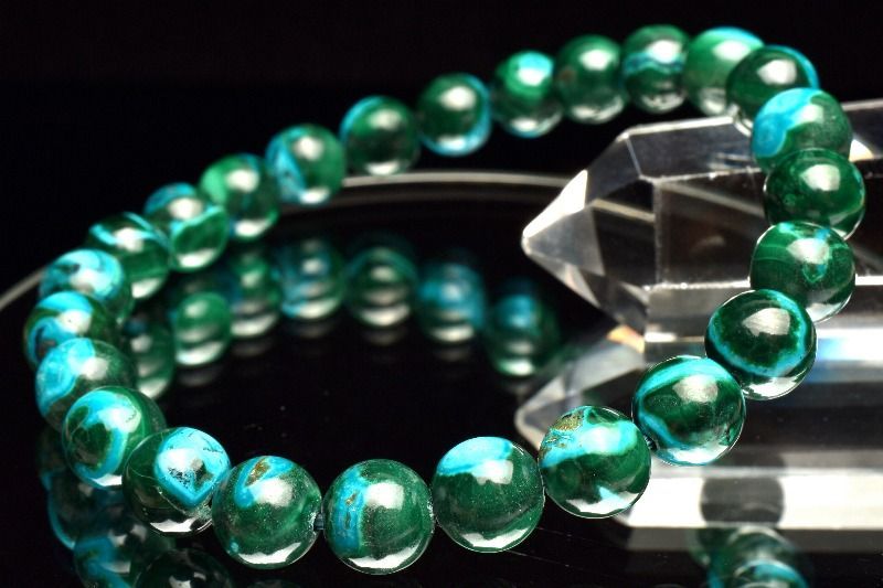 1点物】高発色◇希少共生 クリソコラインマラカイト 7.5mm