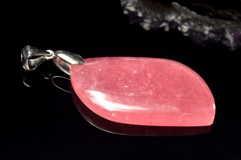 1点物】シルバー925◇高品質 インカローズ 32x18mm リーフ ペンダント