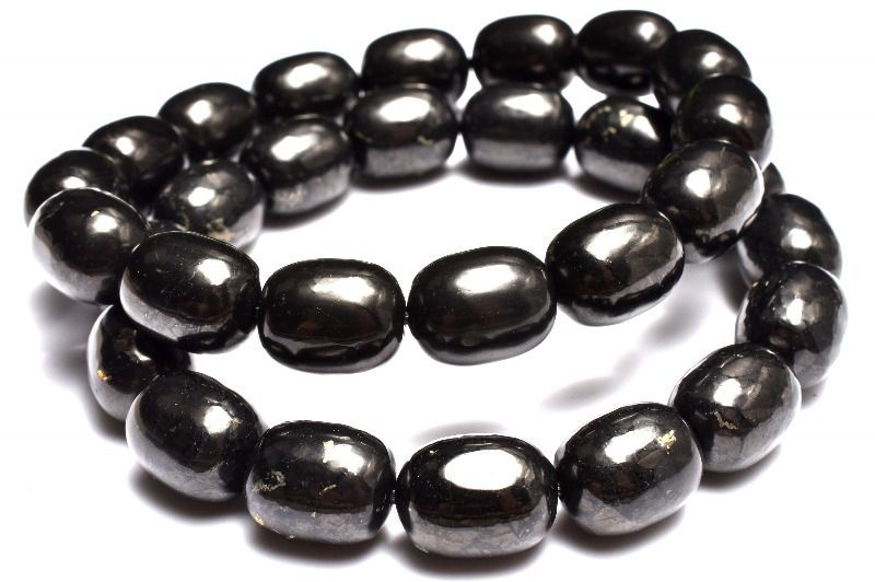 希少 シュンガイト 13-13.5x10-10.5mm チューブ ブレスレット 1個売り