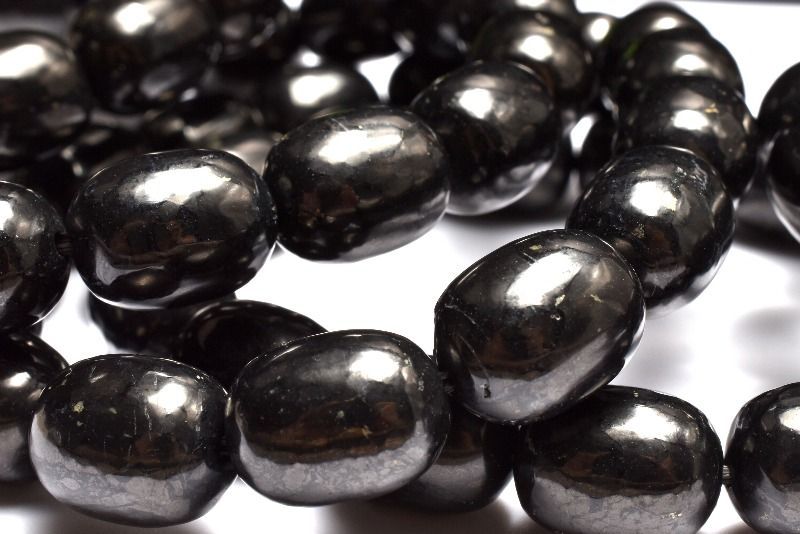 希少 シュンガイト 13-13.5x10-10.5mm チューブ ブレスレット 1個売り