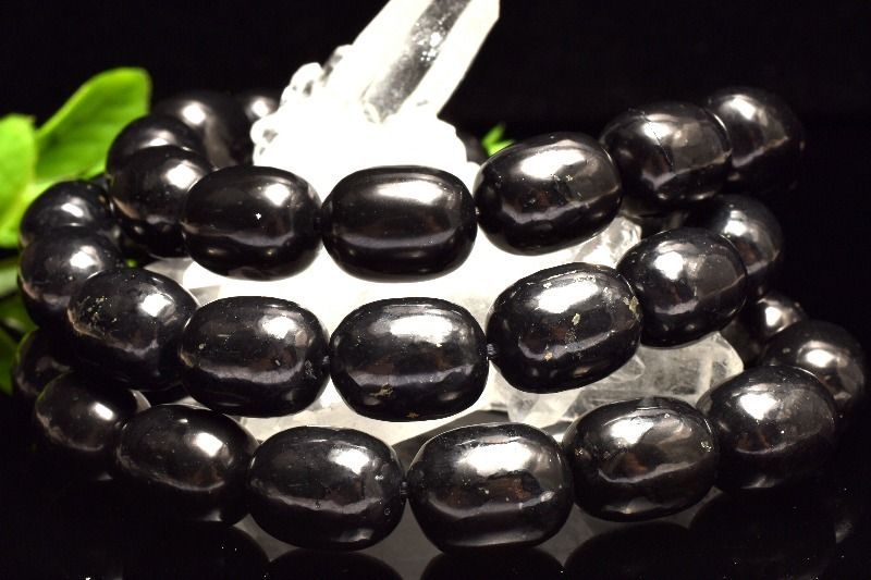 希少 シュンガイト 13-13.5x10-10.5mm チューブ ブレスレット 1個売り