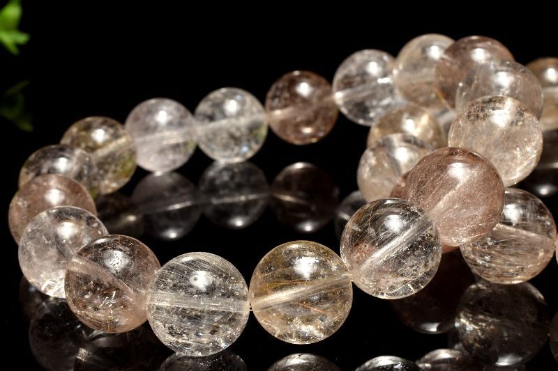 シャンパンカラー ラビットヘアールチルクォーツ 14mm ブレスレット 1