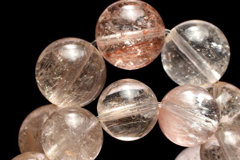 シャンパンカラー ラビットヘアールチルクォーツ 14mm ブレスレット 1