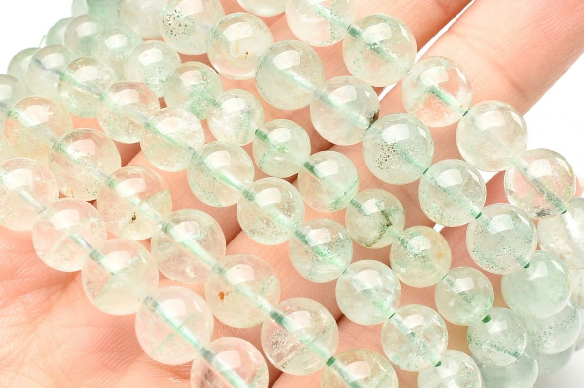 マダガスカル産◇透明 エメラルドグリーンファントムクォーツ 7.5mm