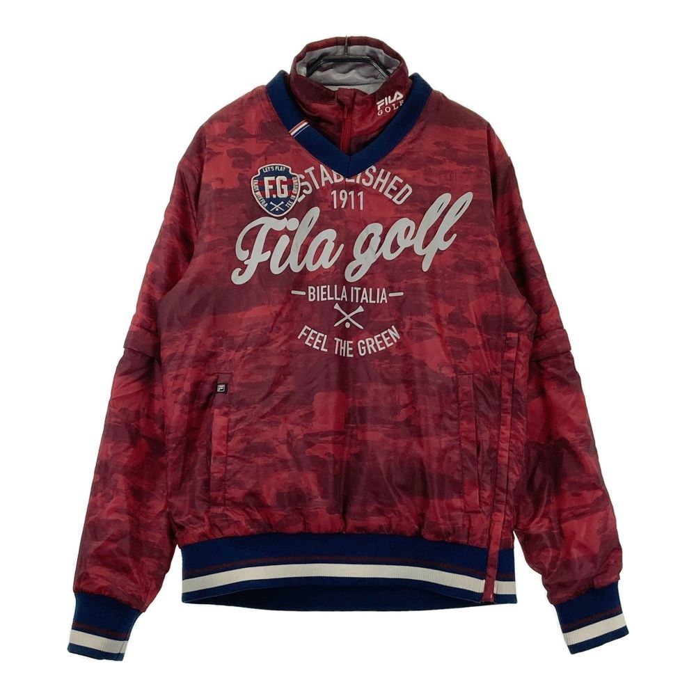 サイズ：M FILA GOLF フィラゴルフ 4way 中綿ジャケット 総柄 レッド系