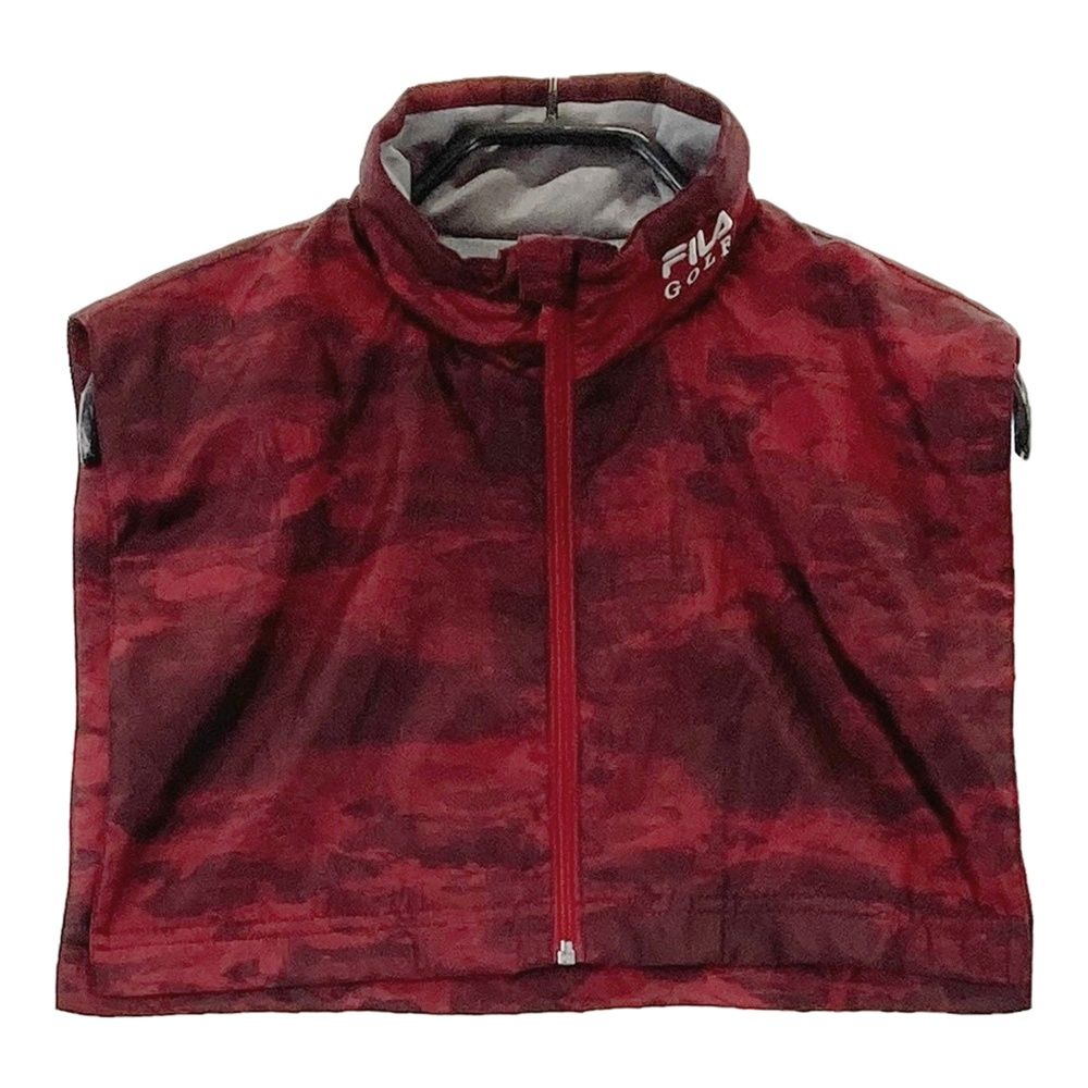 サイズ：M FILA GOLF フィラゴルフ 4way 中綿ジャケット 総柄 レッド系