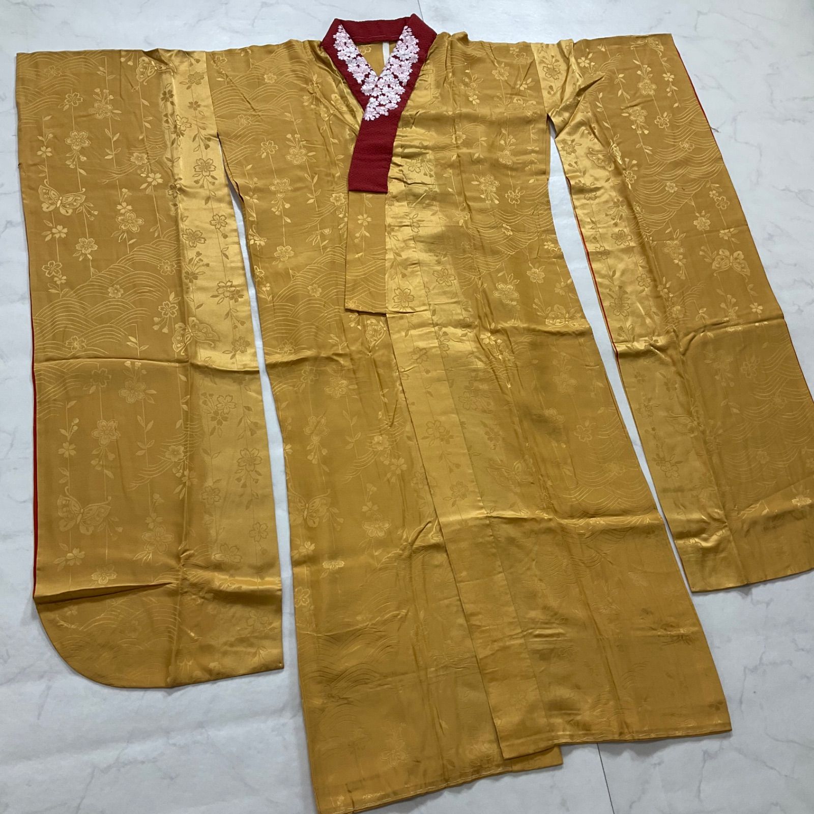 ◇kimono+one◇未使用同然◇振袖長襦袢◇単衣◇正絹◇袖無双◇居敷当て