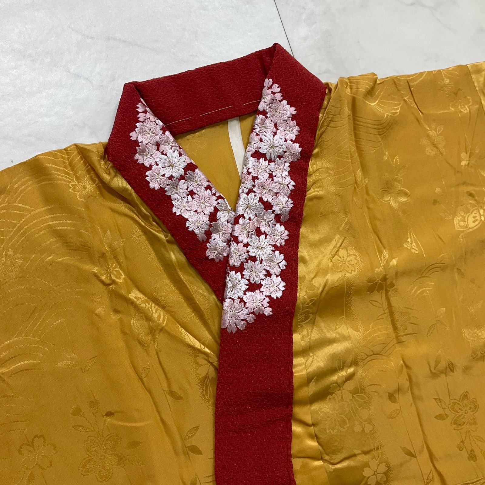 ◇kimono+one◇未使用同然◇振袖長襦袢◇単衣◇正絹◇袖無双◇居敷当て