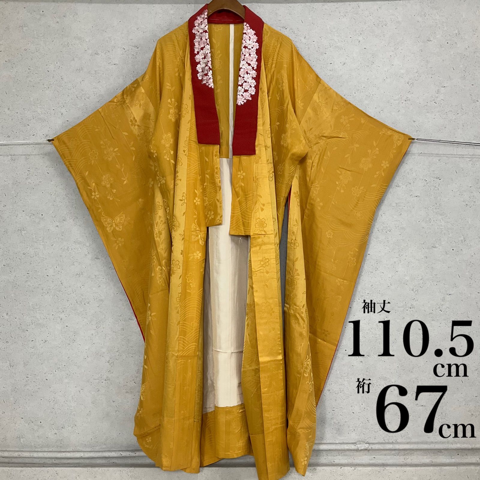 ◇kimono+one◇未使用同然◇振袖長襦袢◇単衣◇正絹◇袖無双◇居敷当て