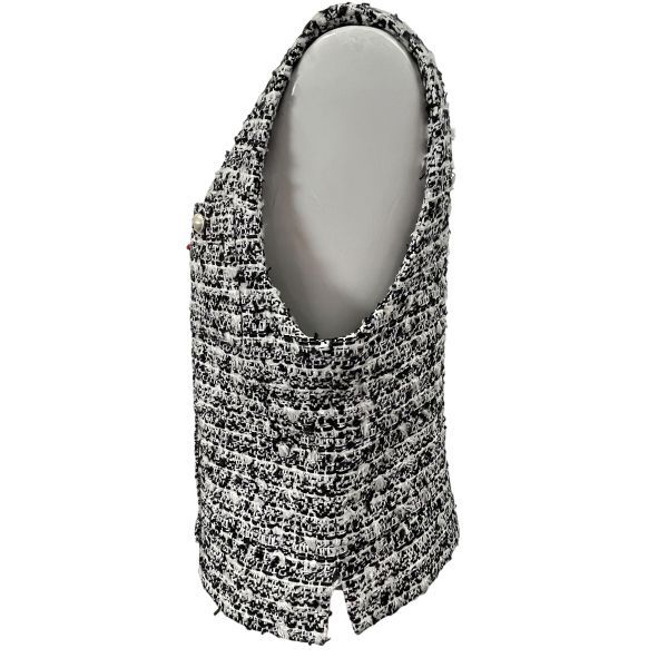 ◇ エムプルミエ M-PREMIER ツイードベスト トップス ボタン 重ね着