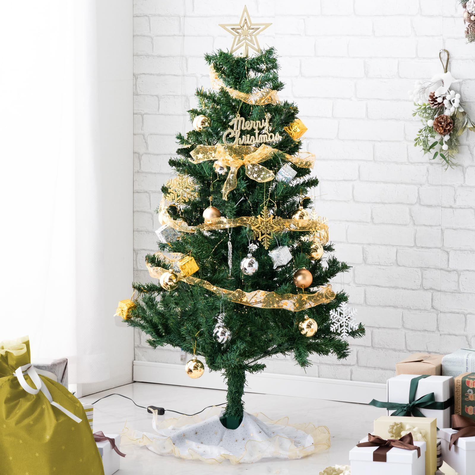 タンスのゲン クリスマスツリー 180cm 11種のオーナメント イルミネーション LED 北欧 おしゃれ Christmas tree 180 16910004(79726)