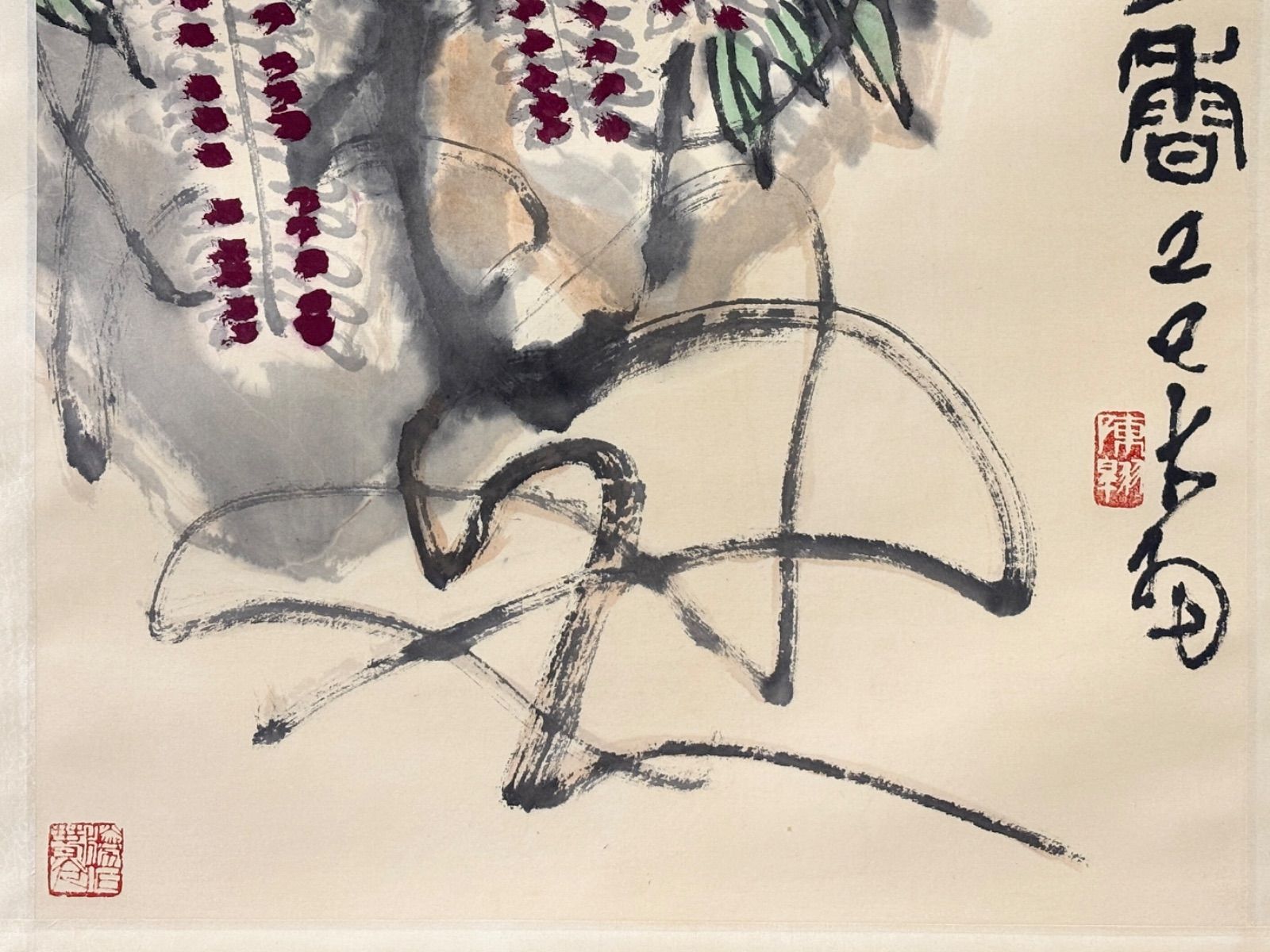 掛軸 M.141 陳大羽 花鳥図 落款印あり ＃茶掛＃古美術 #骨董品 #まとめ