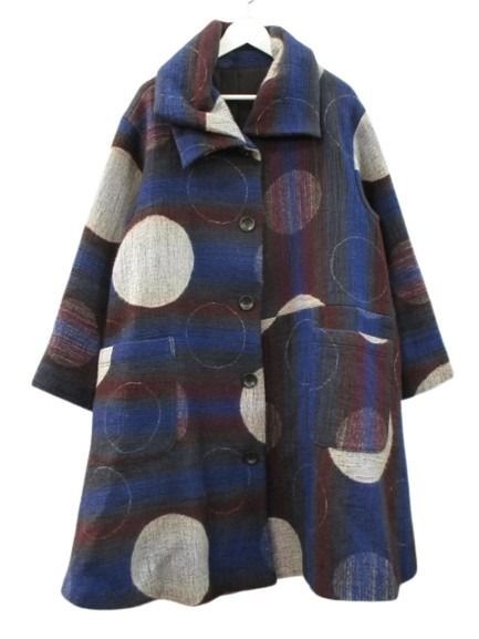 ジウ 慈雨 センソユニコ ジャガード ドット 変形 コート ウール 40