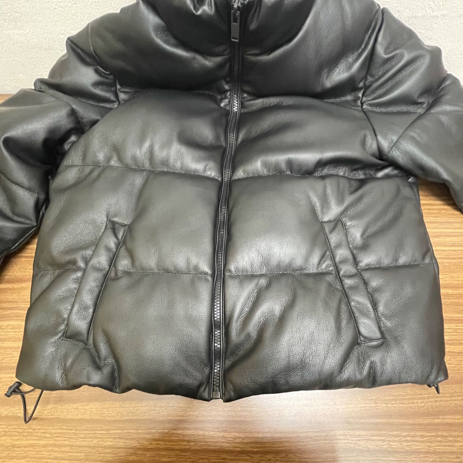 b)ZARA ザラ フェイクレザー パフジャケット パデットブルゾン XL