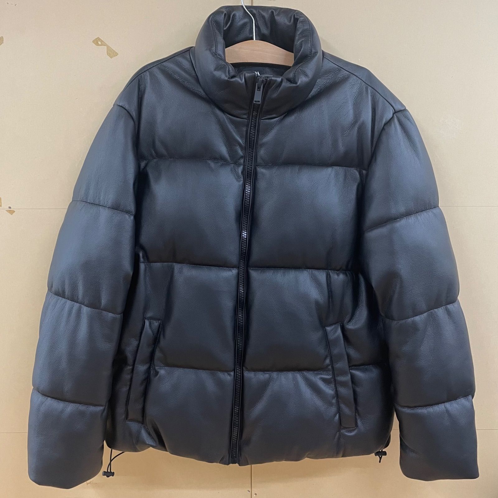 b)ZARA ザラ フェイクレザー パフジャケット パデットブルゾン XL