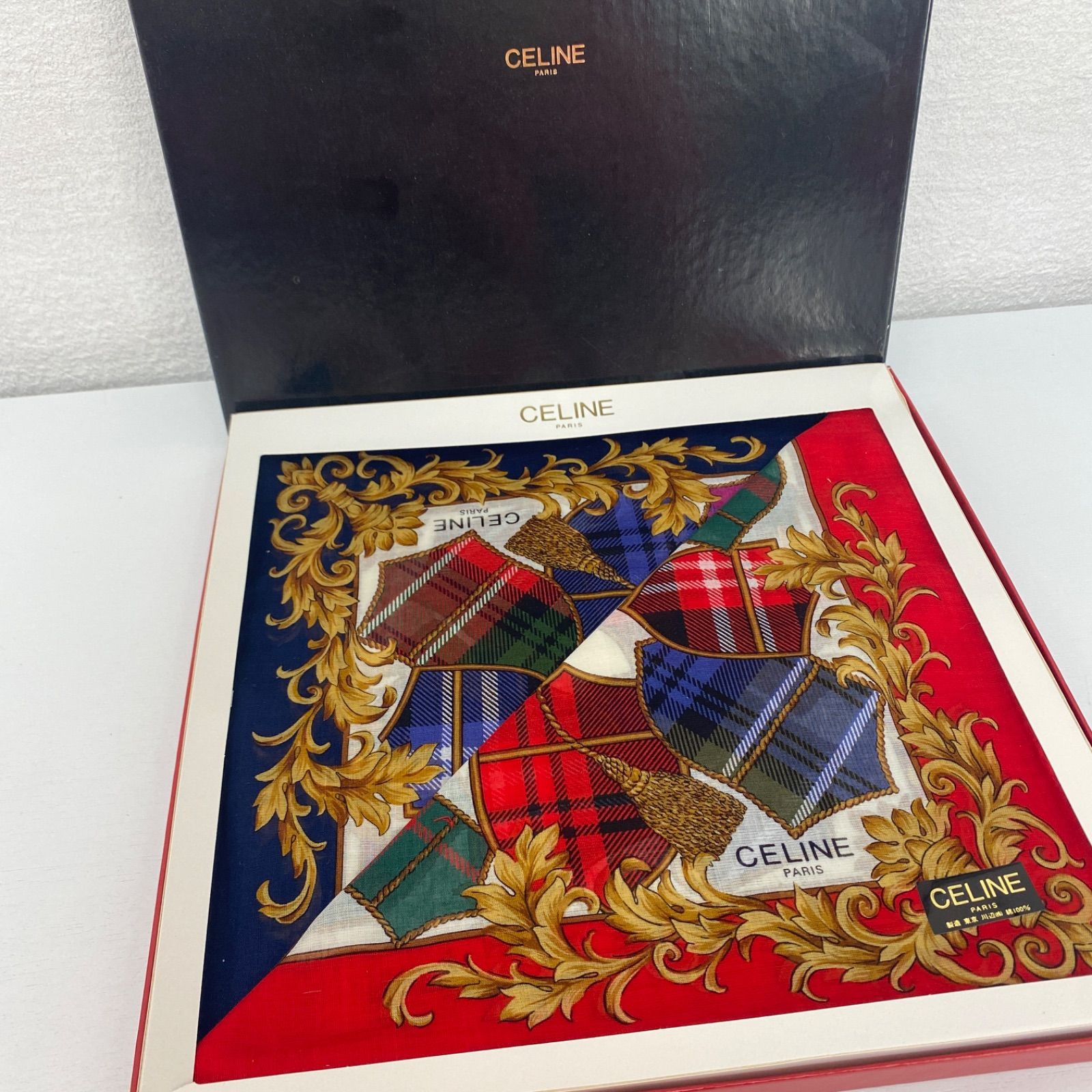 セリーヌ ハンカチ 新品未使用 ハンカチセット レッド ブルー おしゃれ