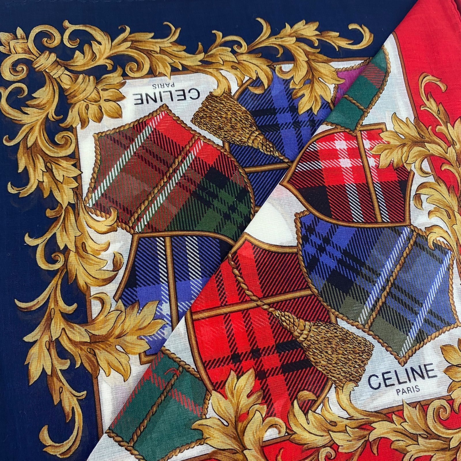 セリーヌ ハンカチ 新品未使用 ハンカチセット レッド ブルー おしゃれ