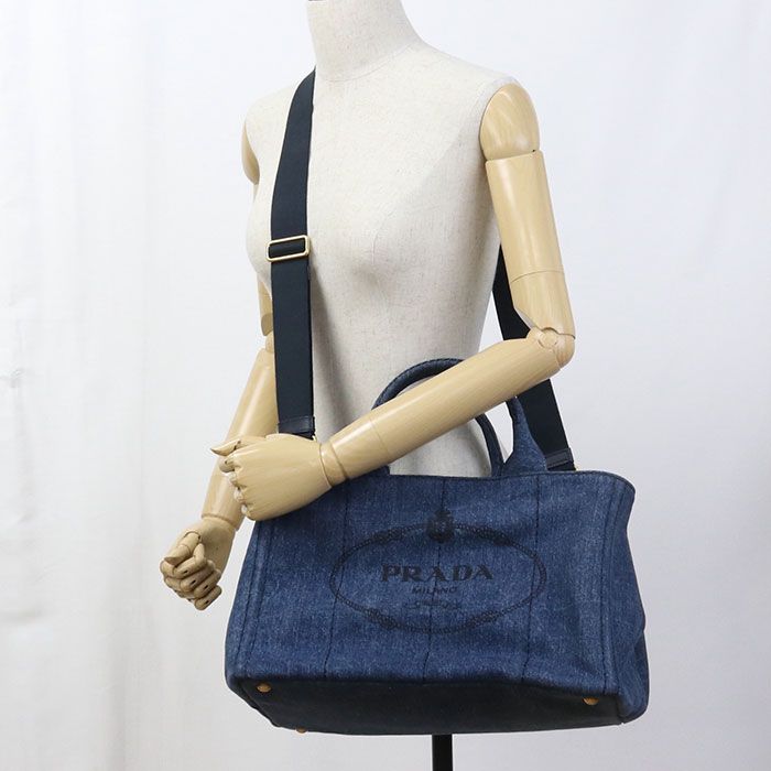 PRADA プラダ 2WAY カナパ トートバッグ デニム【中古】 レディース