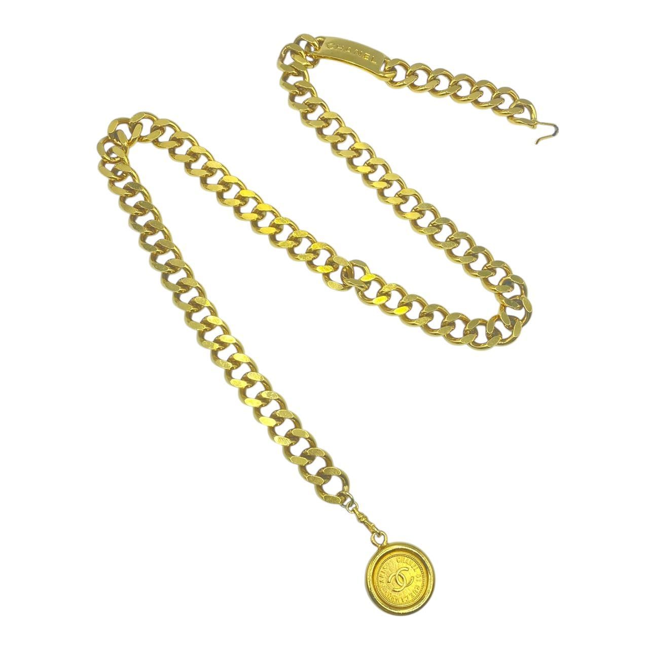 美品 CHANEL シャネル チェーンベルト ココマーク CCロゴ ゴールド