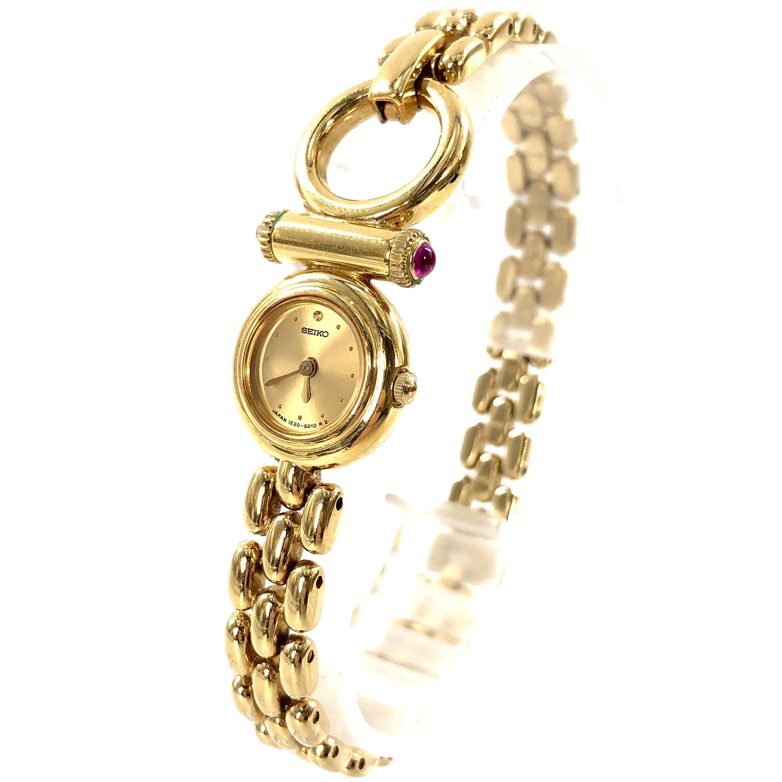SEIKO セイコー 1E20-2010 QZ/SS ゴールド文字盤 レディース腕時計
