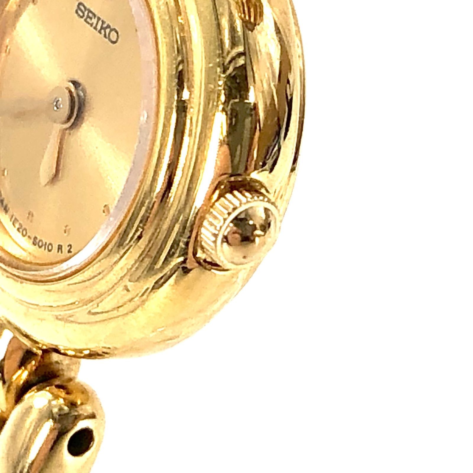 SEIKO セイコー 1E20-2010 QZ/SS ゴールド文字盤 レディース腕時計