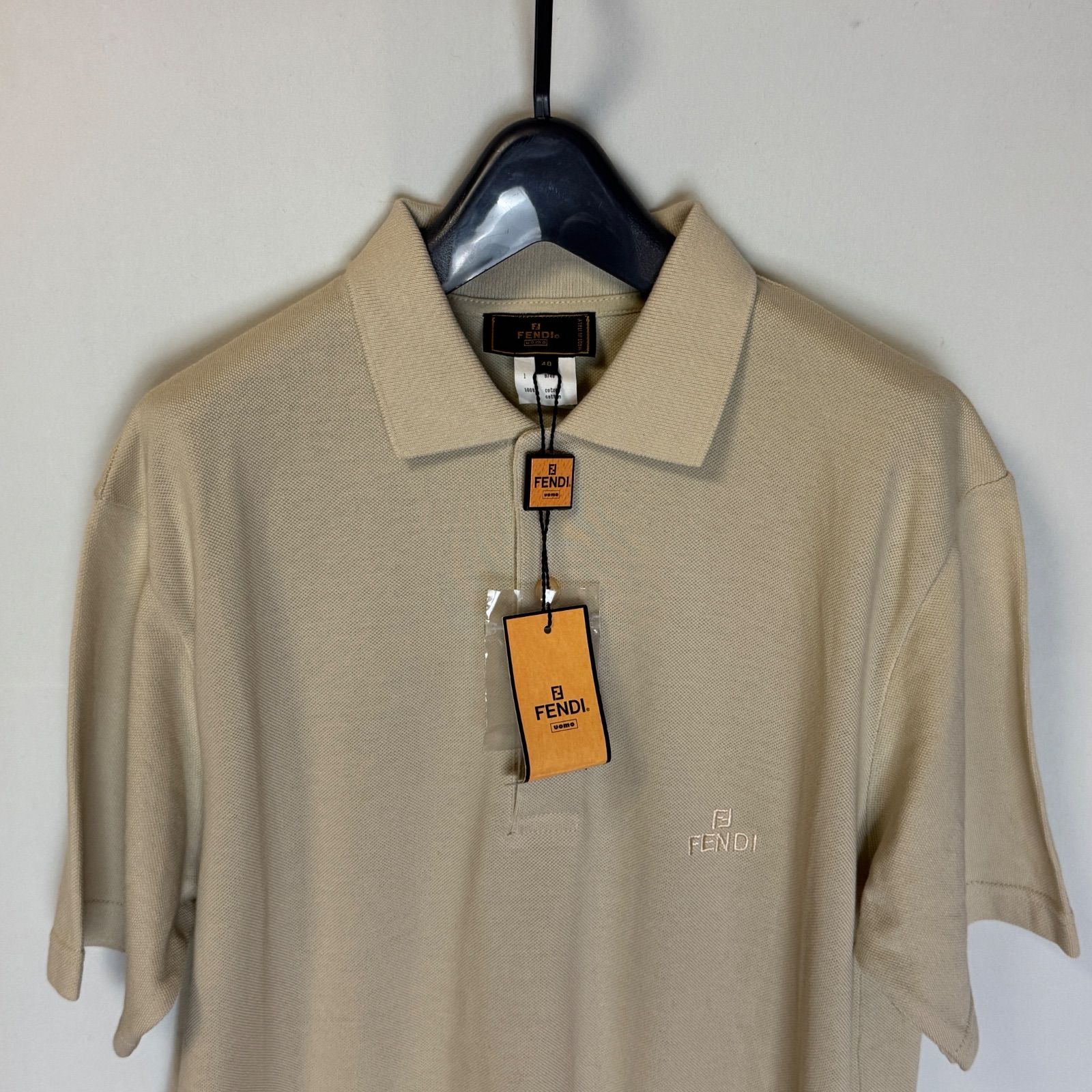 FENDI フェンディ コットン ポロシャツ 襟付き ベージュ デッド