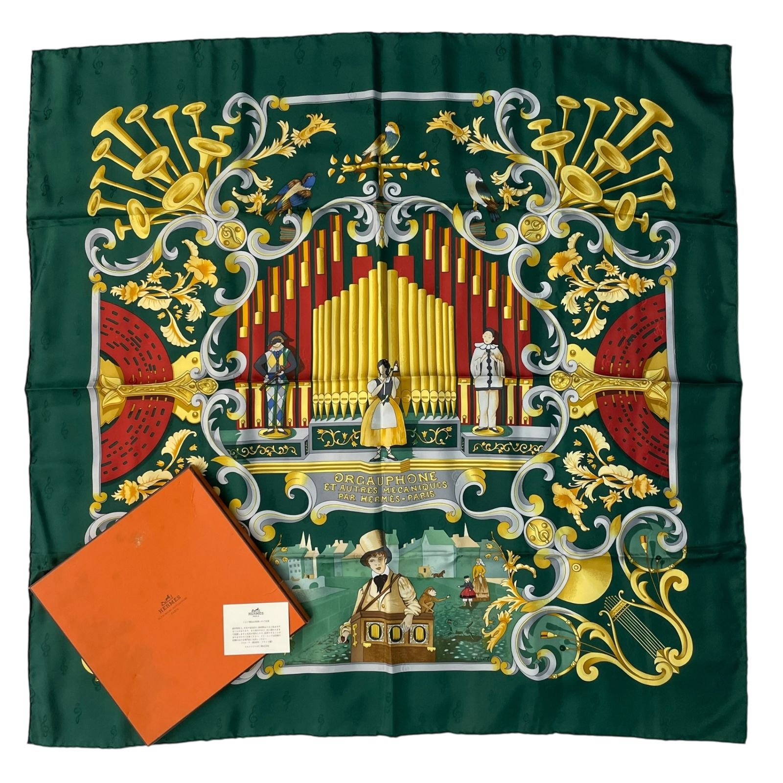 新品同様 HERMES エルメス スカーフ シルク カレ90 ORGAUPHONE ET