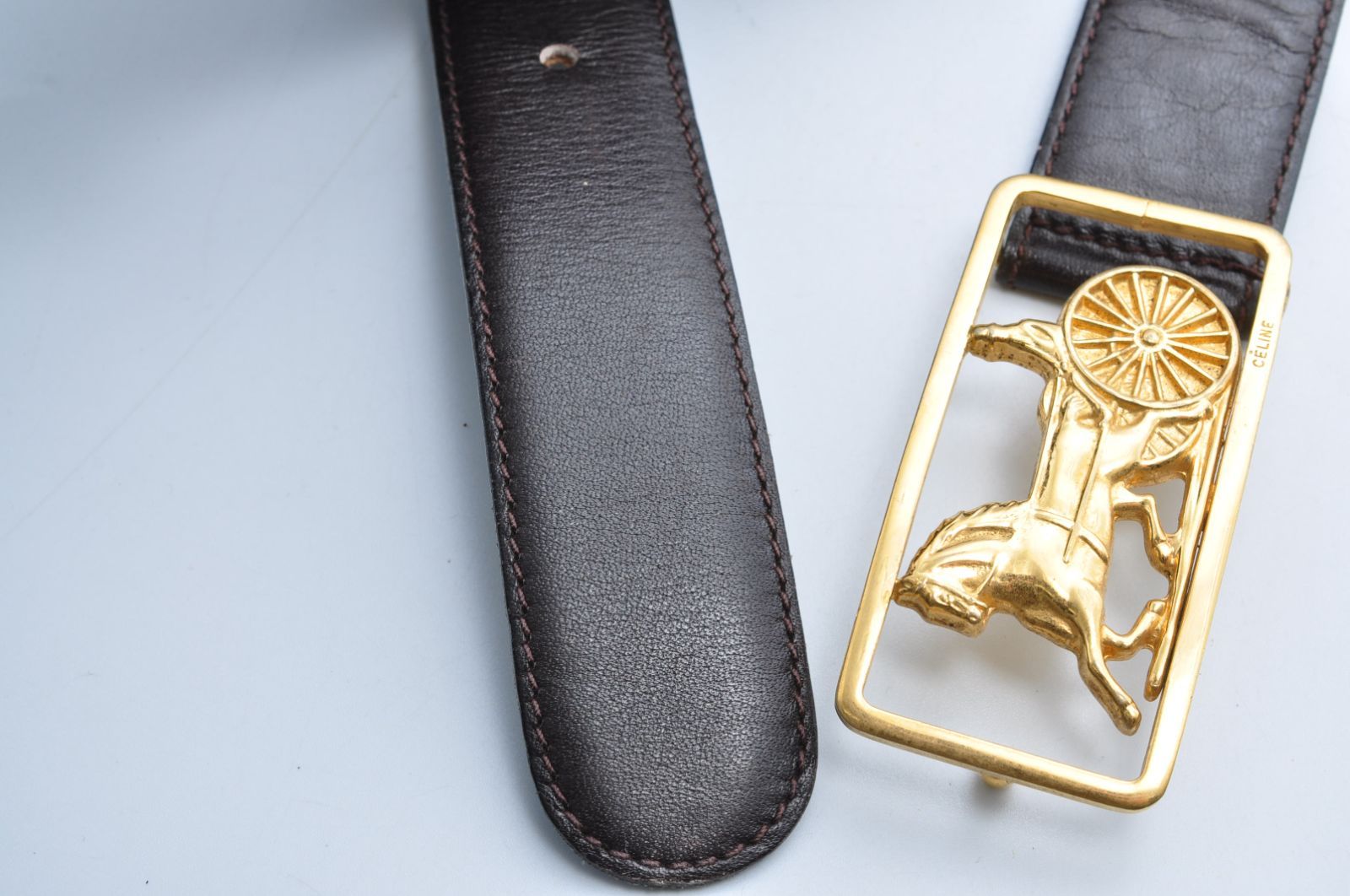 CELINE セリーヌ ベルト 馬車金具 ホースキャリッジ レザー 本革