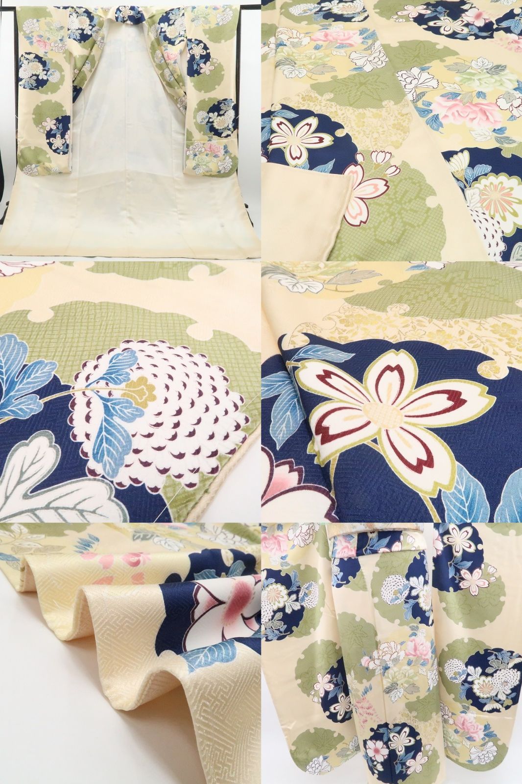 ❁tomihisa❁新品 希少トールサイズ 金駒刺繍 着物 正絹 仕付け糸付