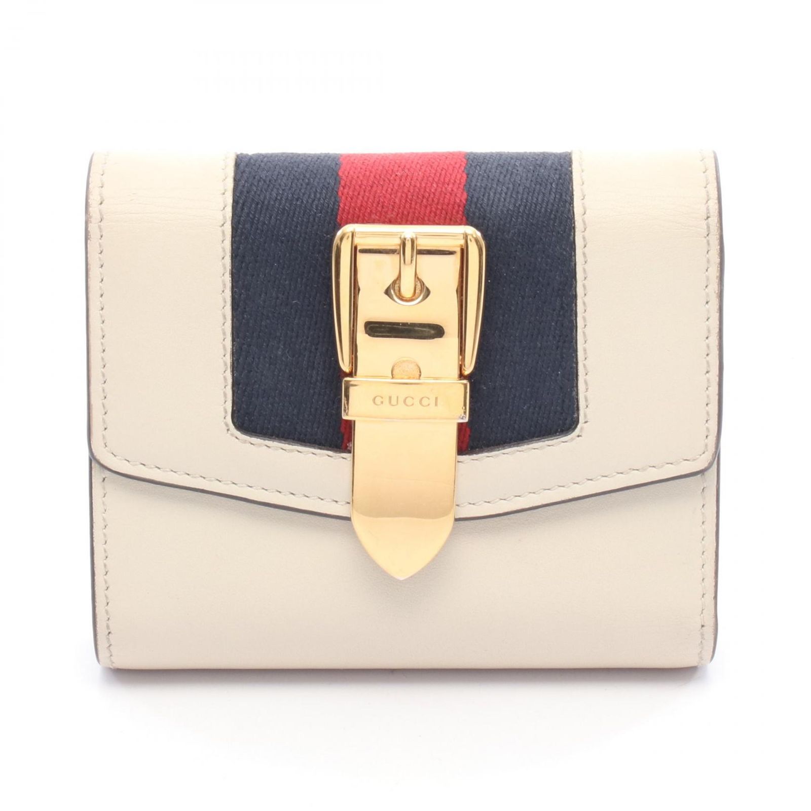 レディース GUCCI 三つ折り財布 ベージュ/ネイビー/レッド