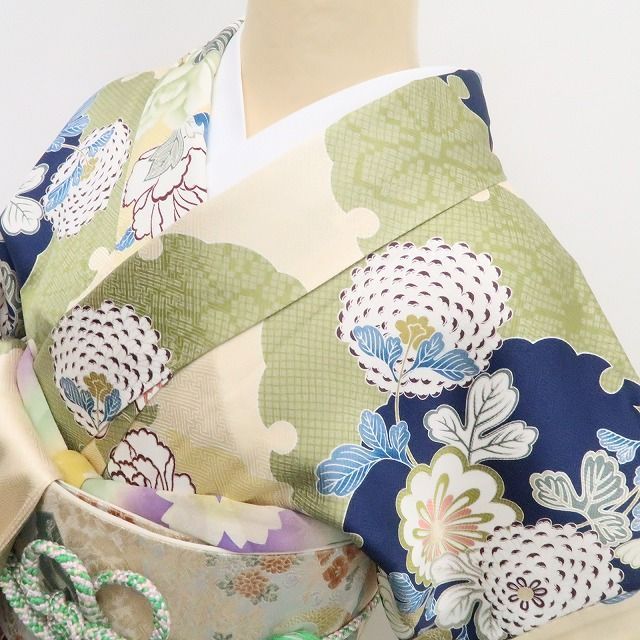 ❁tomihisa❁新品 希少トールサイズ 金駒刺繍 着物 正絹 仕付け糸付