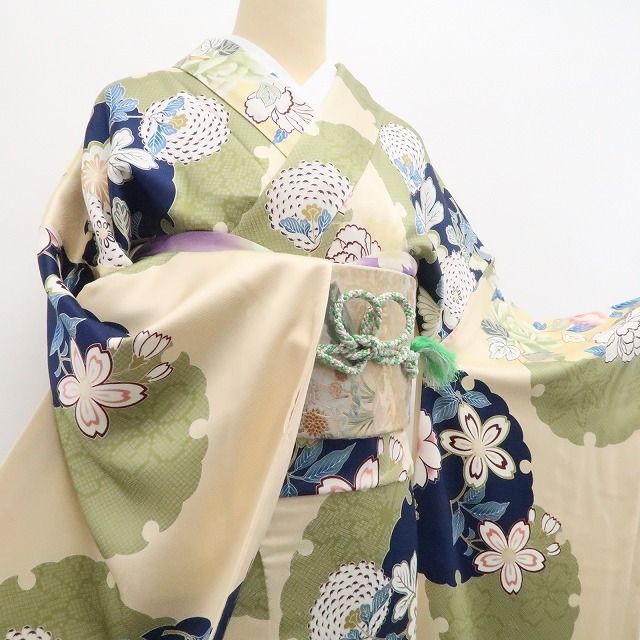 ❁tomihisa❁新品 希少トールサイズ 金駒刺繍 着物 正絹 仕付け糸付