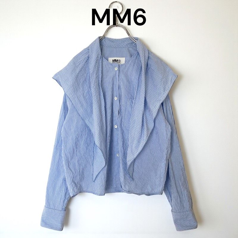 MM6 Maison Margiela 長袖ブラウス ストライプ ブルー セーラーカラー